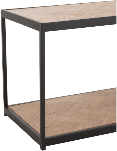 Table basse Rectangulaire Zigzag en Bois Naturel Métal Noir - 5