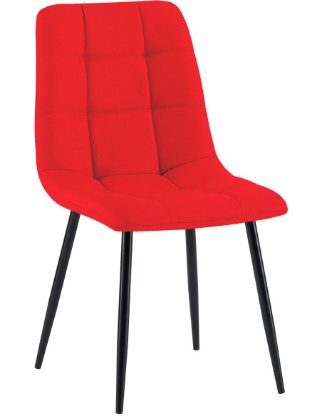 Chaise moderne en Tissu Rouge Métal Noir Mat Delphine - 1