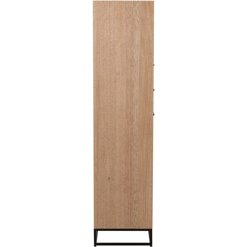 Buffet haut 1 porte 3 tiroirs Zigzag en Bois Naturel Métal Noir - 3