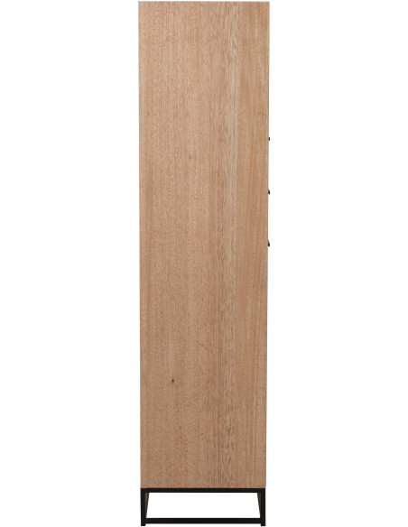 Buffet haut 1 porte 3 tiroirs Zigzag en Bois Naturel Métal Noir - 3