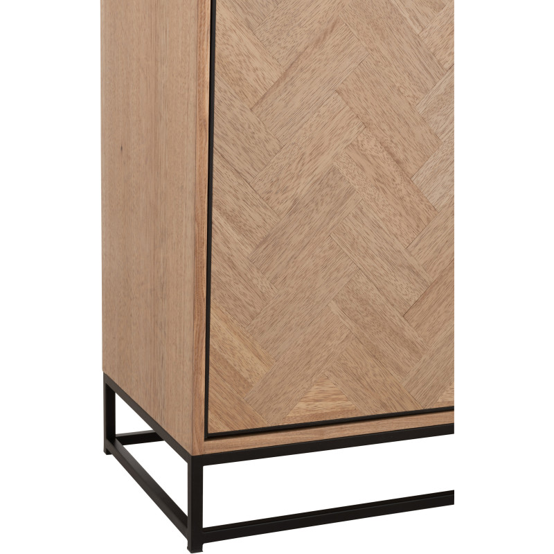 Buffet haut 1 porte 3 tiroirs Zigzag en Bois Naturel Métal Noir - 5