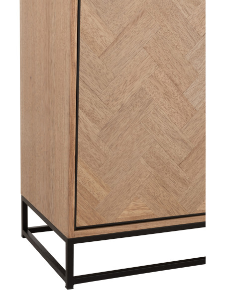 Buffet haut 1 porte 3 tiroirs Zigzag en Bois Naturel Métal Noir - 5