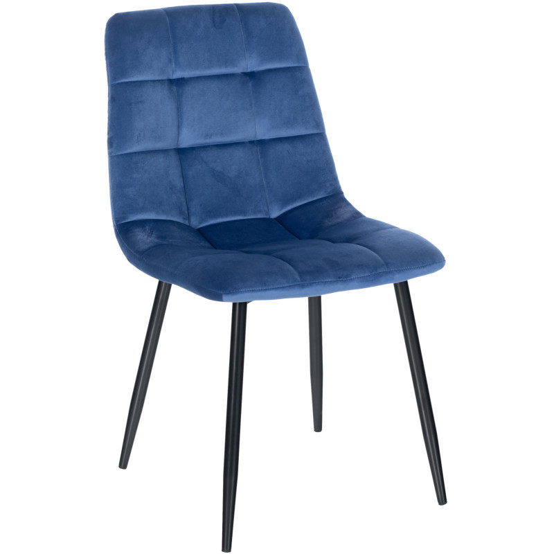 Chaise moderne en Velours Bleu clair Métal Noir Mat Delphine - 1