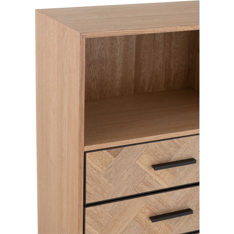 Buffet haut 1 porte 3 tiroirs Zigzag en Bois Naturel Métal Noir - 7