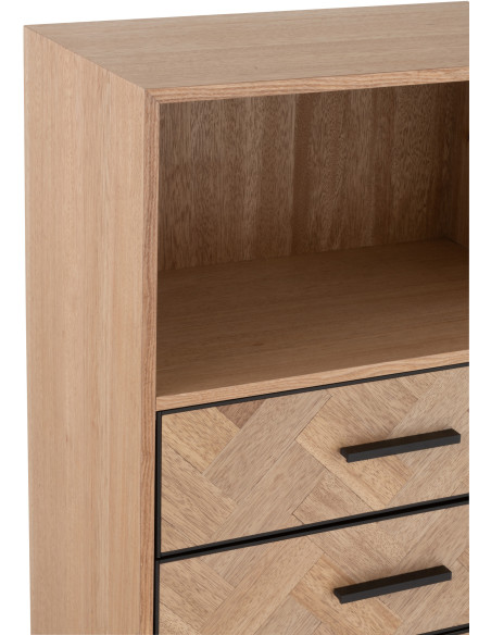 Buffet haut 1 porte 3 tiroirs Zigzag en Bois Naturel Métal Noir - 7