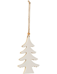 Suspension de Noël Sapin en Bois de manguier Blanc - 1