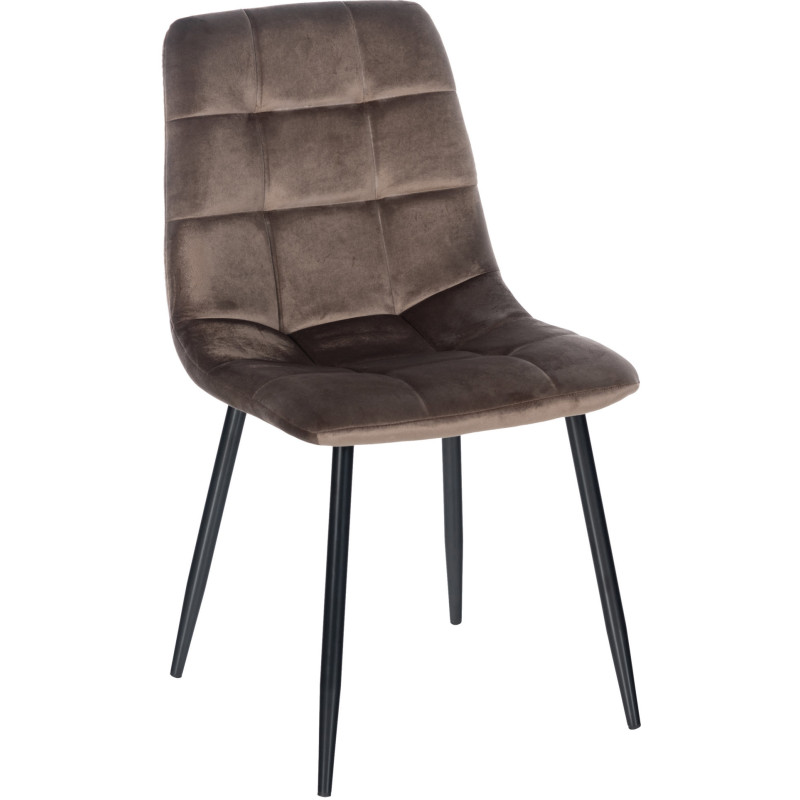 Chaise moderne en Velours Marron Métal Noir Mat Delphine - 1