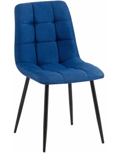Chaise moderne en Tissu Bleu Métal Noir Mat Delphine - 1