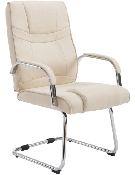 Chaise de bureau Avec accoudoirs Sullivan en Polyester Beige Métal Chromé  - 1