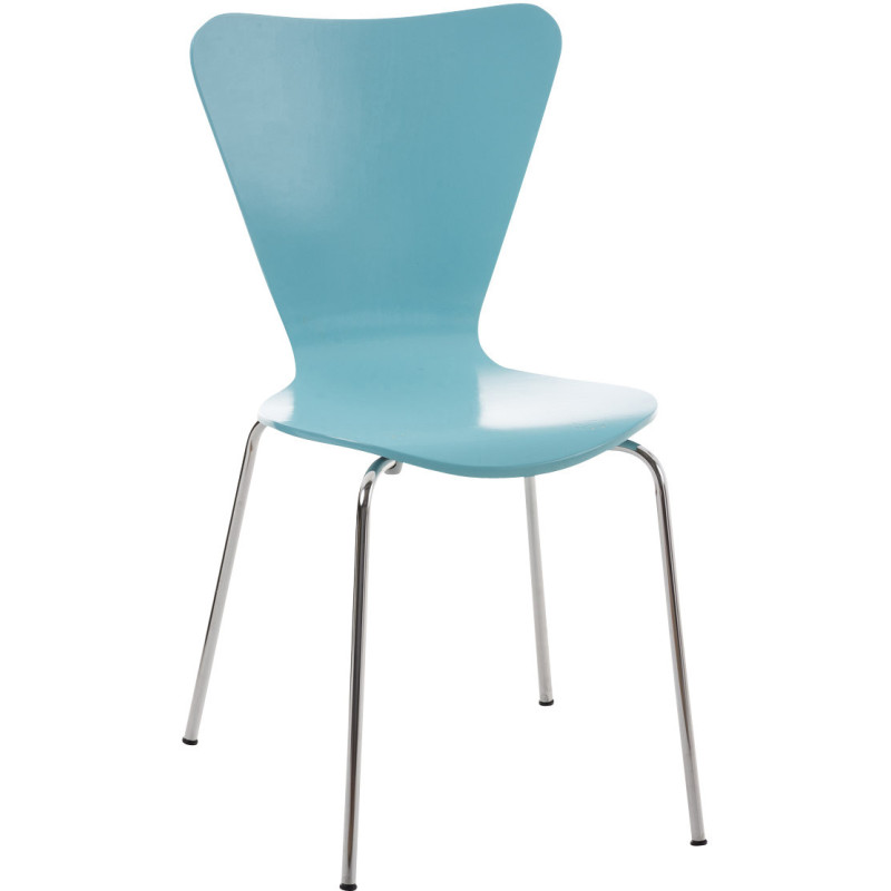 Chaise Candice en Bois Bleu Métal Chromé - 1