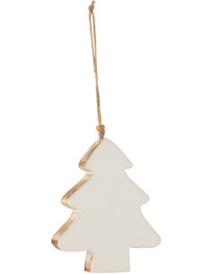 Suspension de Noël XL Sapin en Bois de manguier Blanc Naturel - 1