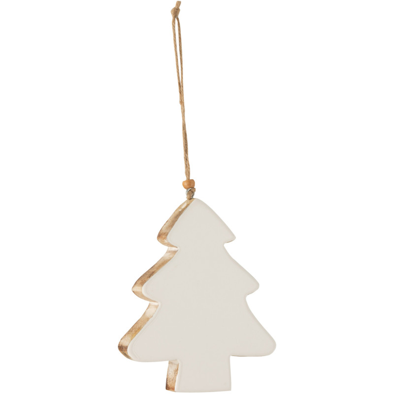 Suspension de Noël XL Sapin en Bois de manguier Blanc Naturel - 1
