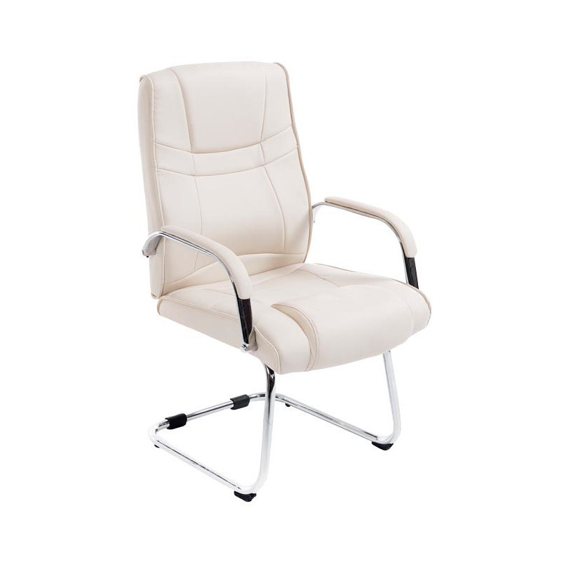 Chaise de bureau Avec accoudoirs Sullivan en Polyuréthane Beige Métal Chromé - 1