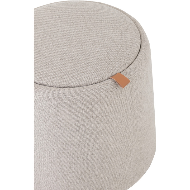 Pouf Rond Tomasi en Tissu Beige Bois Naturel Avec coffre de rangement - 6