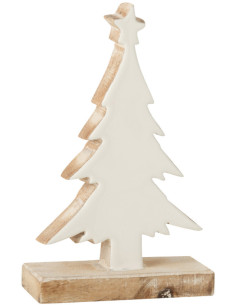 Sapin de Noël 20 cm en Bois de manguier Blanc Naturel - 1