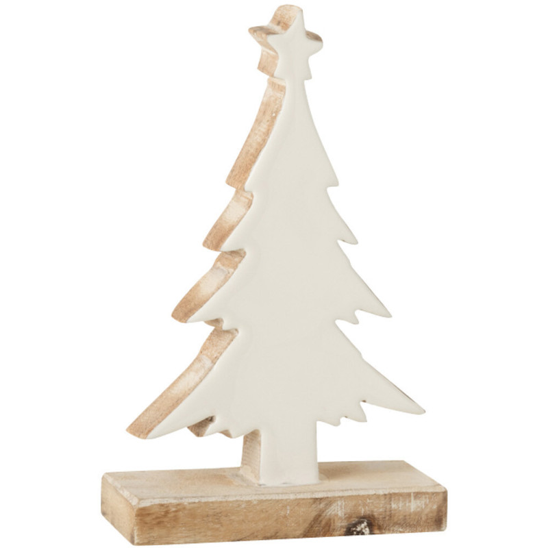 Sapin de Noël 20 cm en Bois de manguier Blanc Naturel - 1
