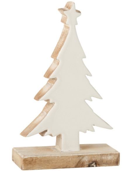 Sapin de Noël 20 cm en Bois de manguier Blanc Naturel J-Line - 1