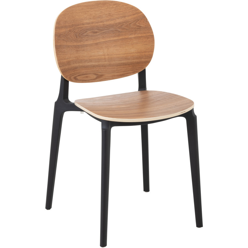 Chaise Basic en Polyester Naturel Effet bois Noir - 9