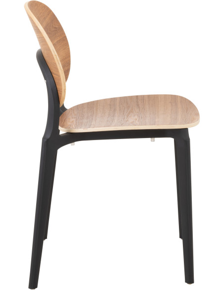 Chaise Basic en Polyester Naturel Effet bois Noir - 12