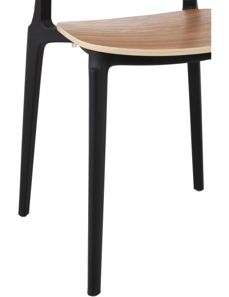 Chaise Basic en Polyester Naturel Effet bois Noir - 14