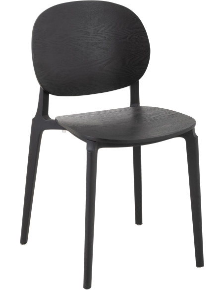 Chaise Basic en Polyester Noir Effet bois - 1