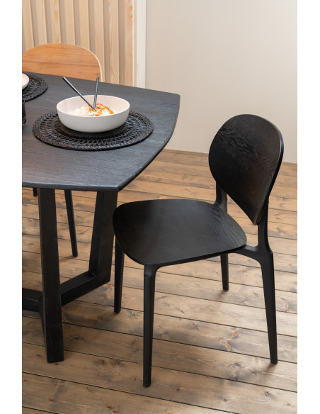 Chaise Basic en Polyester Noir Effet bois - 2