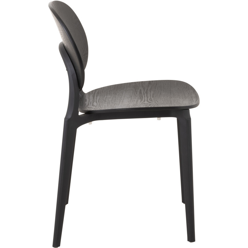 Chaise Basic en Polyester Noir Effet bois - 4