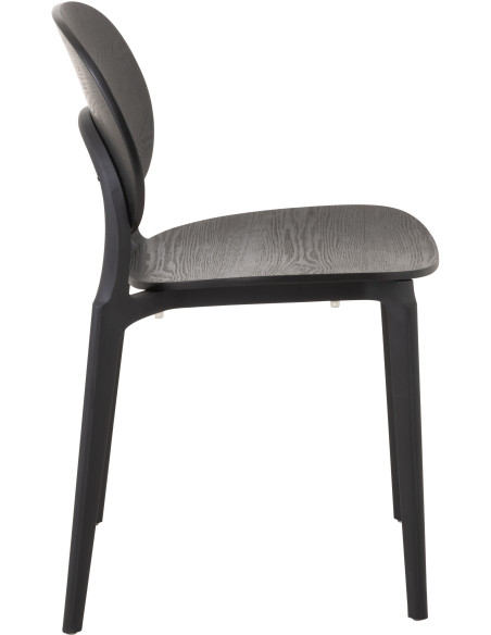 Chaise Basic en Polyester Noir Effet bois - 4