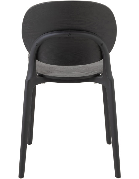 Chaise Basic en Polyester Noir Effet bois - 5