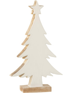 Sapin de Noël 30 cm en Bois de manguier Blanc Naturel - 1