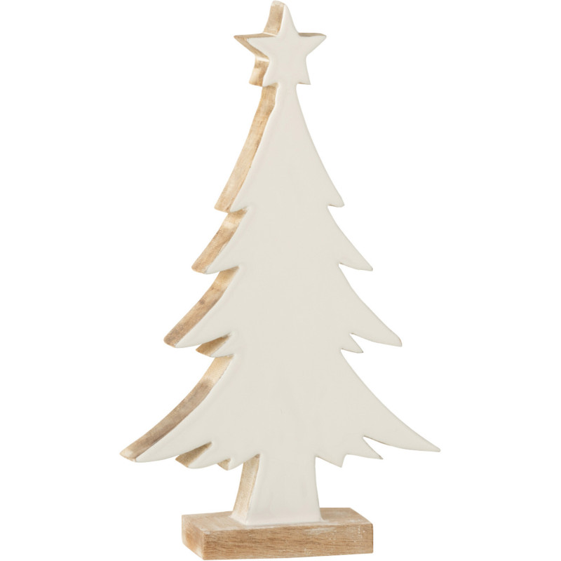Sapin de Noël 30 cm en Bois de manguier Blanc Naturel - 1