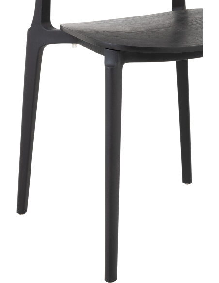 Chaise Basic en Polyester Noir Effet bois - 6