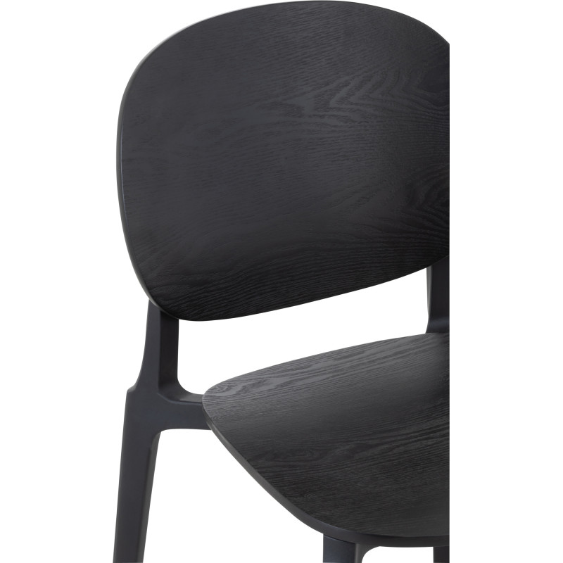 Chaise Basic en Polyester Noir Effet bois - 8