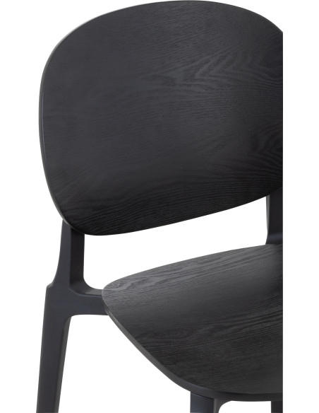 Chaise Basic en Polyester Noir Effet bois - 8