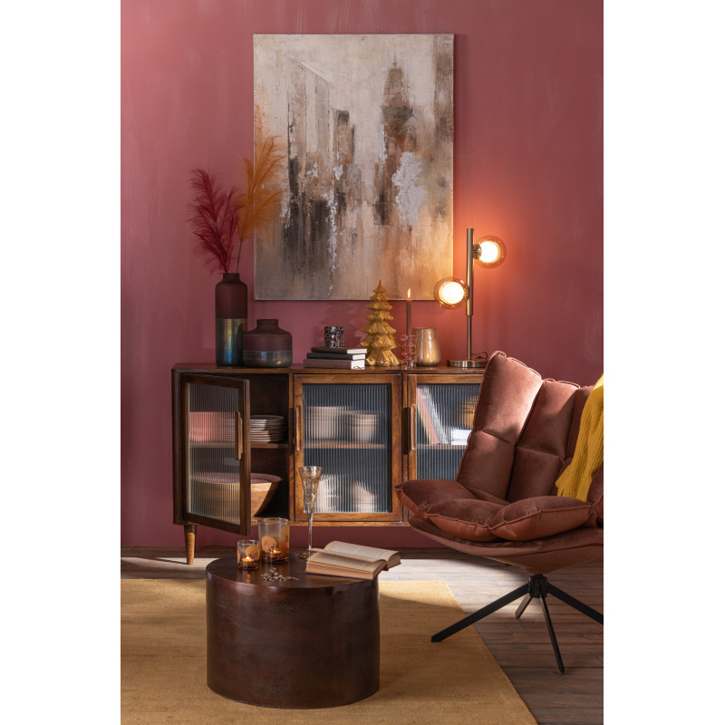 Fauteuil Pivotant Caspian en Métal Noir Polyester Rouille - 2