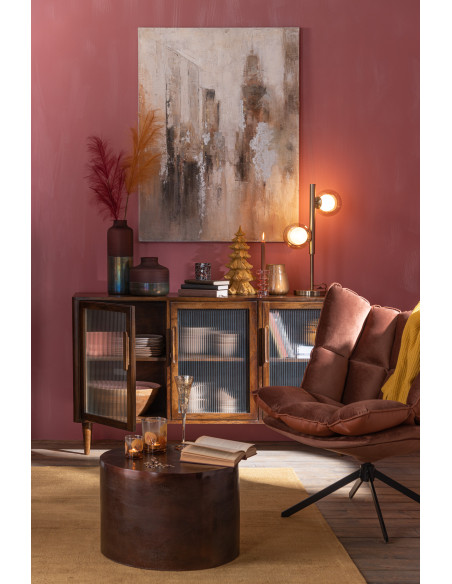 Fauteuil Pivotant Caspian en Métal Noir Polyester Rouille - 2