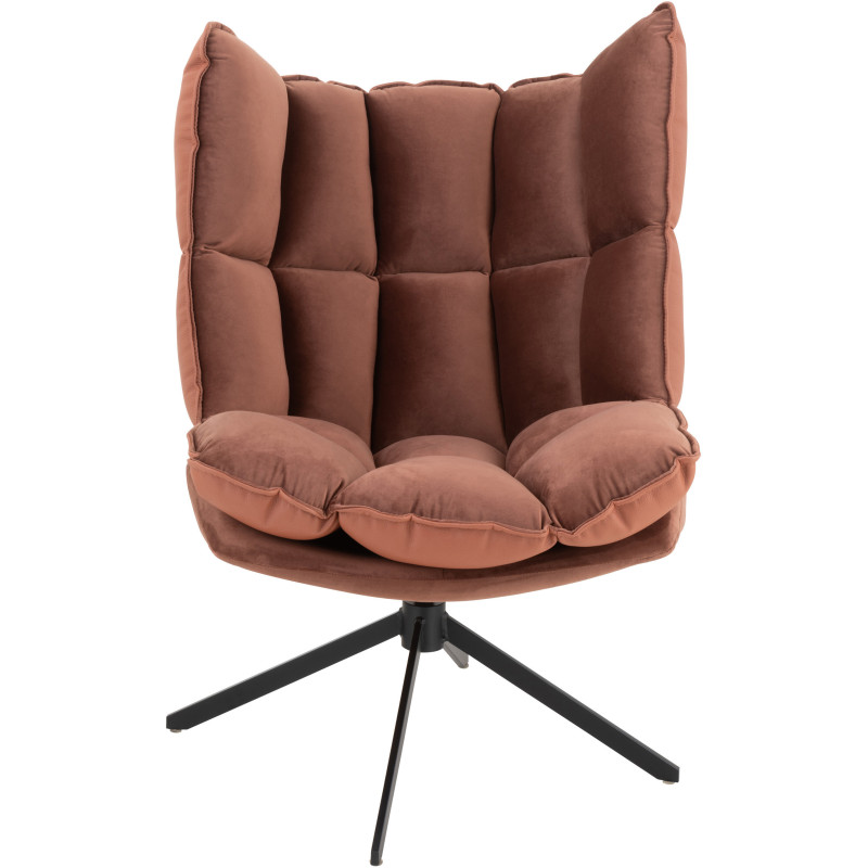 Fauteuil Pivotant Caspian en Métal Noir Polyester Rouille - 3