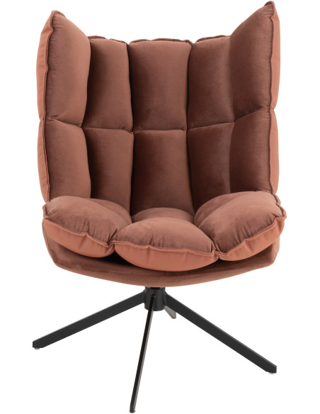 Fauteuil Pivotant Caspian en Métal Noir Polyester Rouille - 3