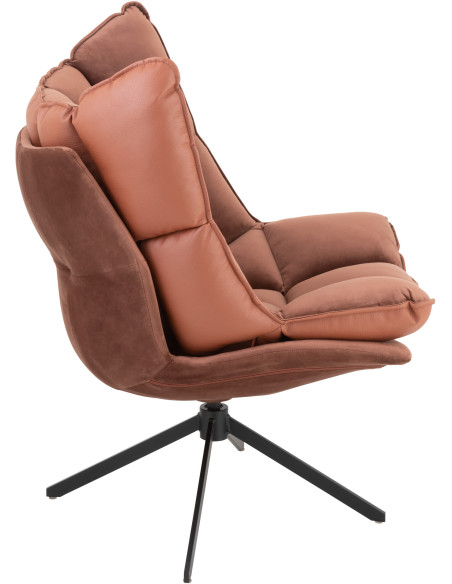 Fauteuil Pivotant Caspian en Métal Noir Polyester Rouille - 4