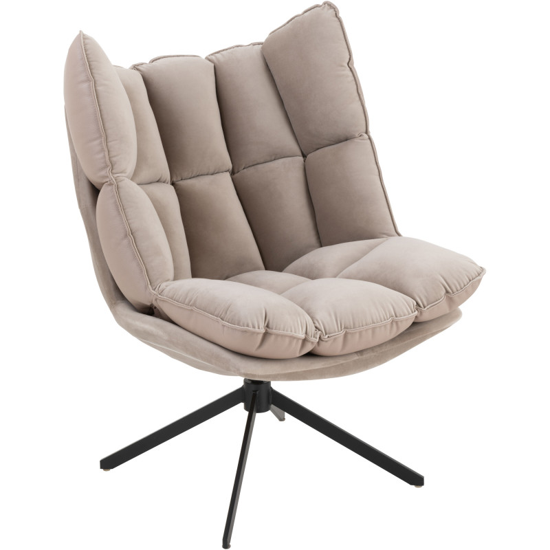 Fauteuil Pivotant Caspian en Métal Noir Polyester Gris clair - 1