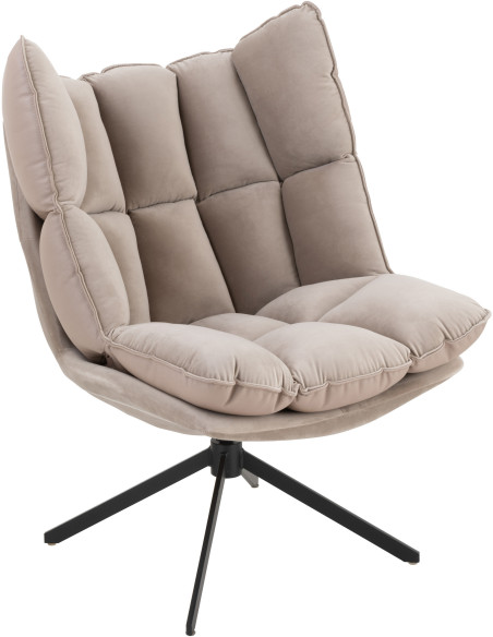 Fauteuil Pivotant Caspian en Métal Noir Polyester Gris clair - 1