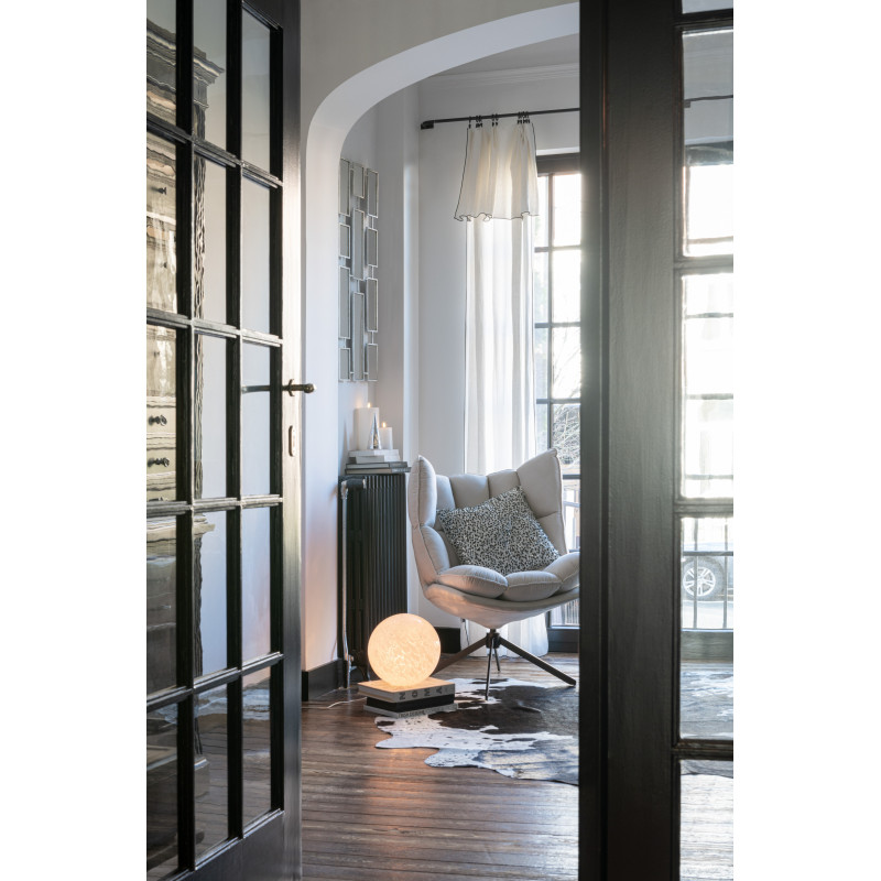 Fauteuil Pivotant Caspian en Métal Noir Polyester Gris clair - 2