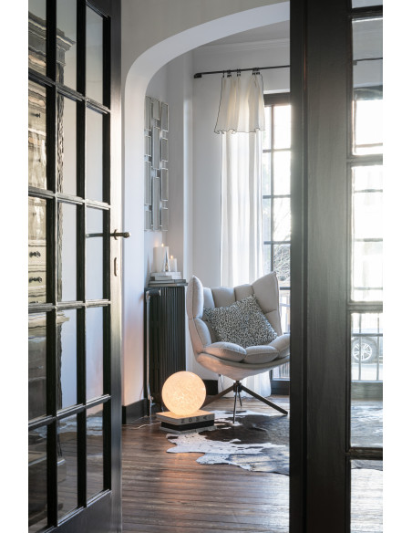 Fauteuil Pivotant Caspian en Métal Noir Polyester Gris clair - 2