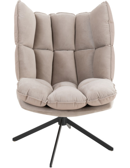 Fauteuil Pivotant Caspian en Métal Noir Polyester Gris clair - 3