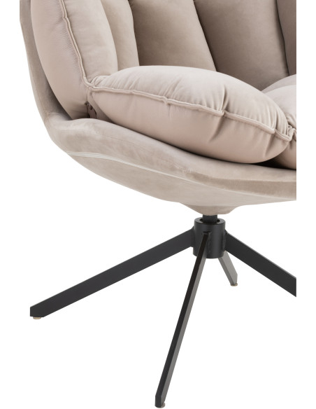 Fauteuil Pivotant Caspian en Métal Noir Polyester Gris clair - 6