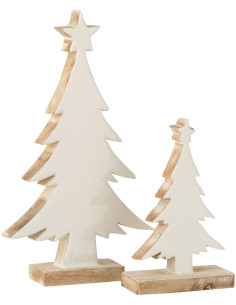 Sapin de Noël 30 cm en Bois de manguier Blanc Naturel - 2