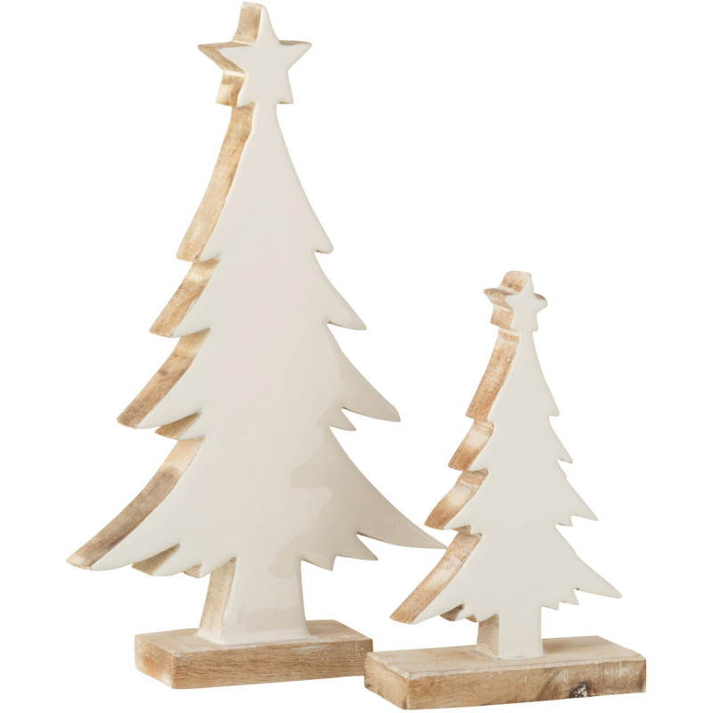 Sapin de Noël 30 cm en Bois de manguier Blanc Naturel - 2