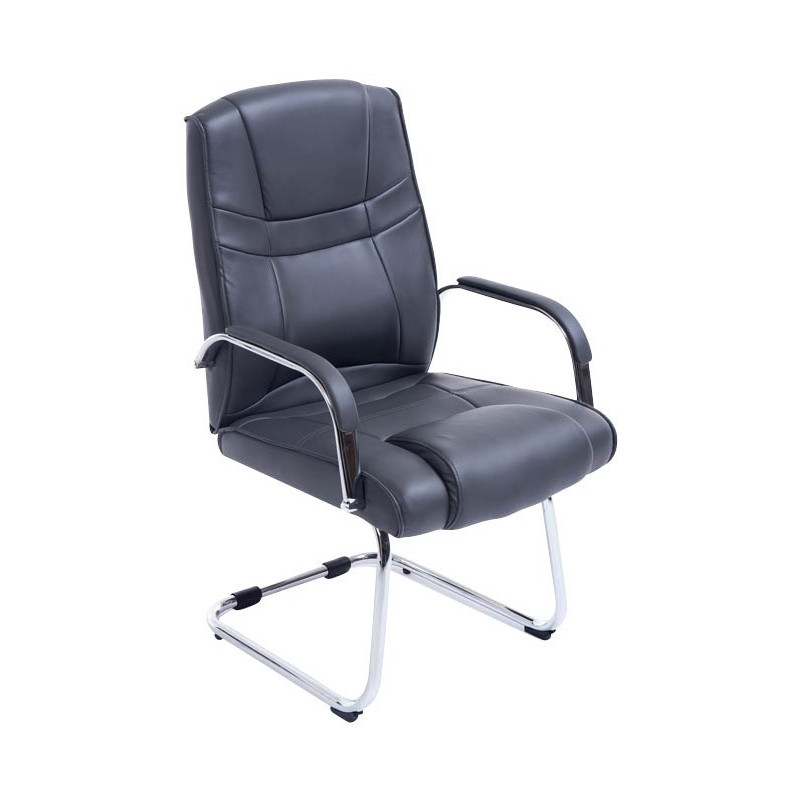 Chaise de bureau Avec accoudoirs Sullivan en Polyuréthane Gris Métal Chromé - 1