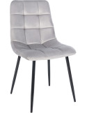 Chaise moderne en Velours Gris clair Métal Noir Mat Delphine