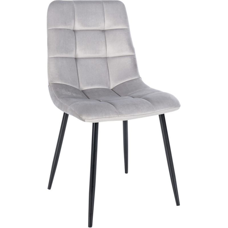 Chaise moderne en Velours Gris clair Métal Noir Mat Delphine - 1